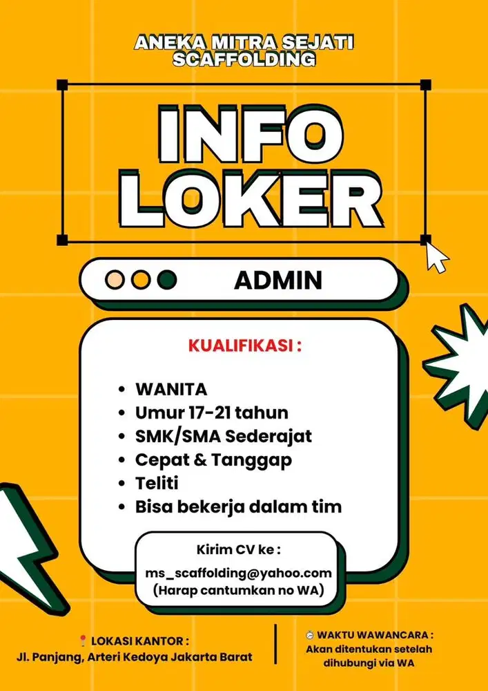 DICARI STAFF ADMINISTRASI WANITA