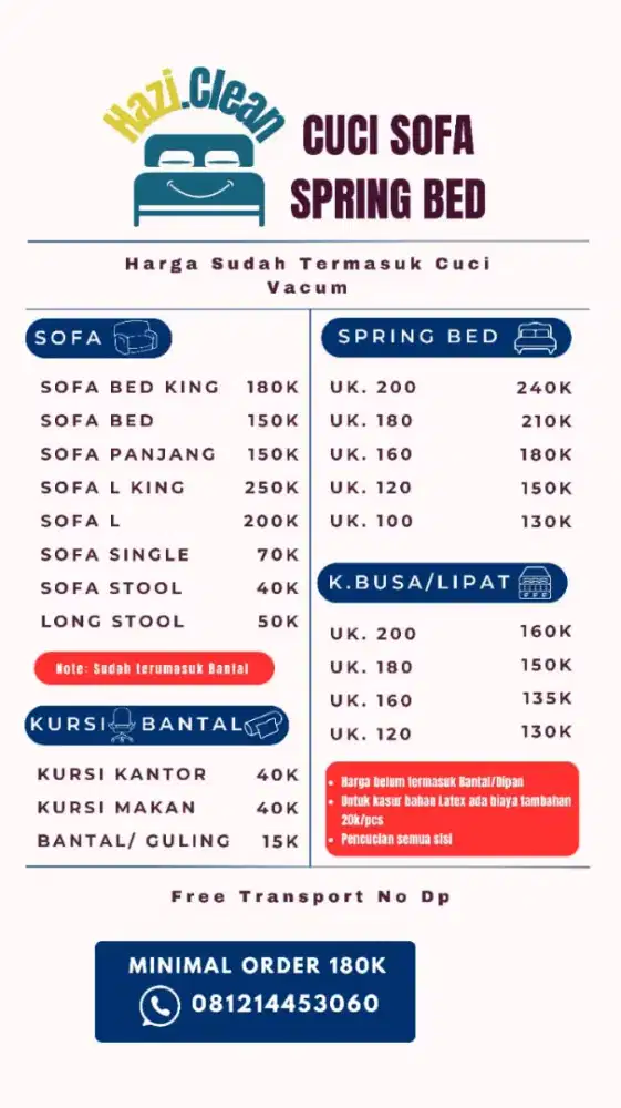 Cuci sofa springbed