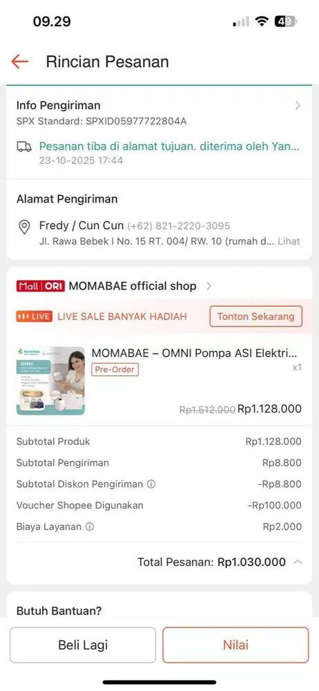 Pompa ASI Momabae OMNI handsfree second 1 bulan pemakaian