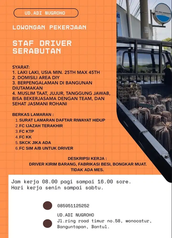 Driver serabutan toko besi