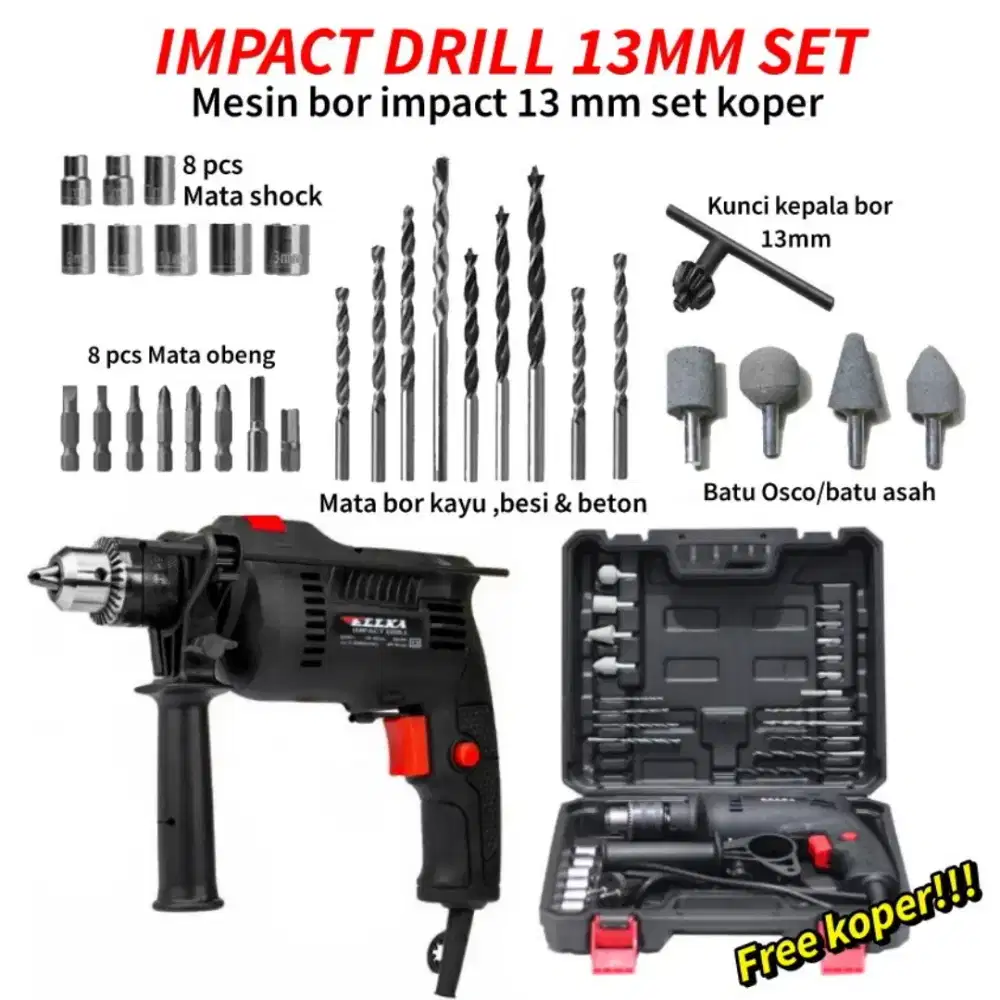 Mesin bor listrik impact tembok 13mm