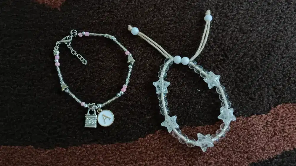 Set Gelang Handmade Aesthetic – Charm Pink & Star Beads