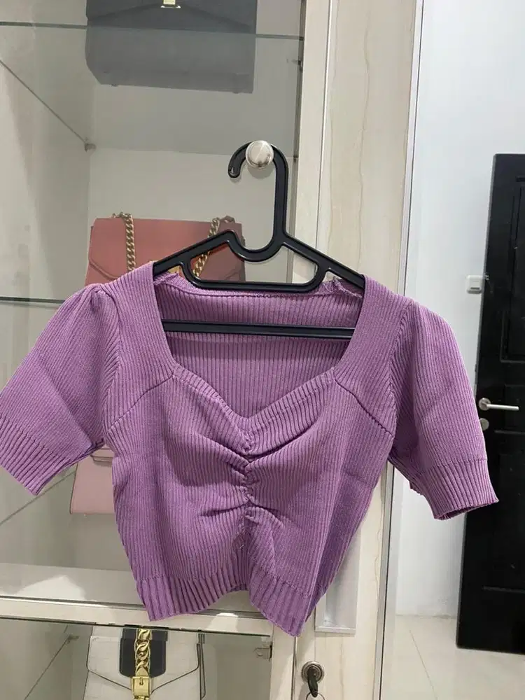 T shirt rajut crop top