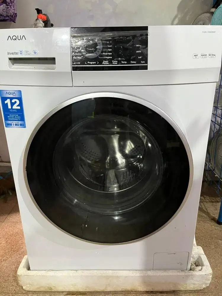 Mesin Cuci + Dryer + Kabinet Kayu