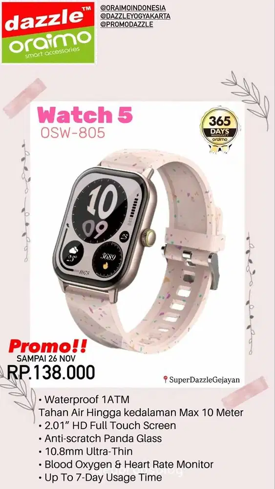 Promo Stok Menipis Smartwatch Oraimo Watch 5 OSW-805