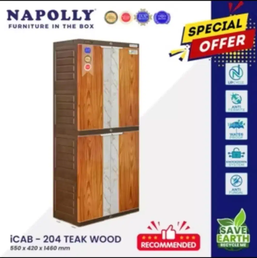 Lemari plastik Napolly 4 susun icab 204 ptron