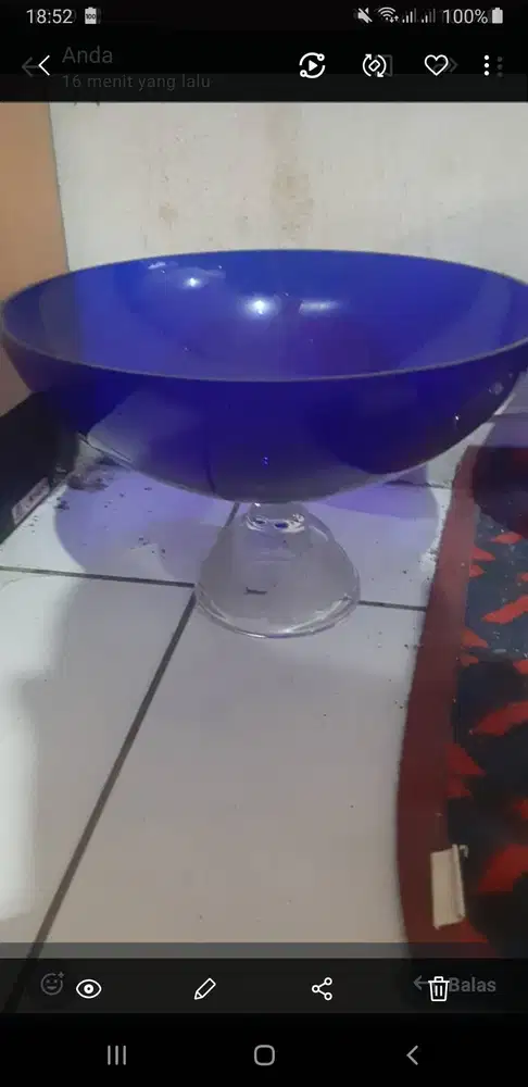 tempat buah2an kristal asli prancis tahun 1980an,tinggi 16cm lebar27cm