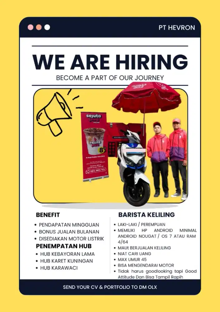 LOWONGAN BARISTA KELILING ( MOLIS ) BUKAN SELIS