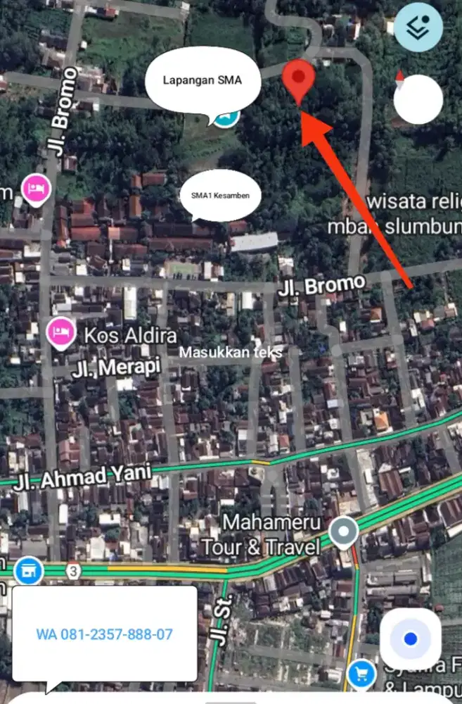 Dijual Pekarangan Samping SMA1 Kesamben, Blitar