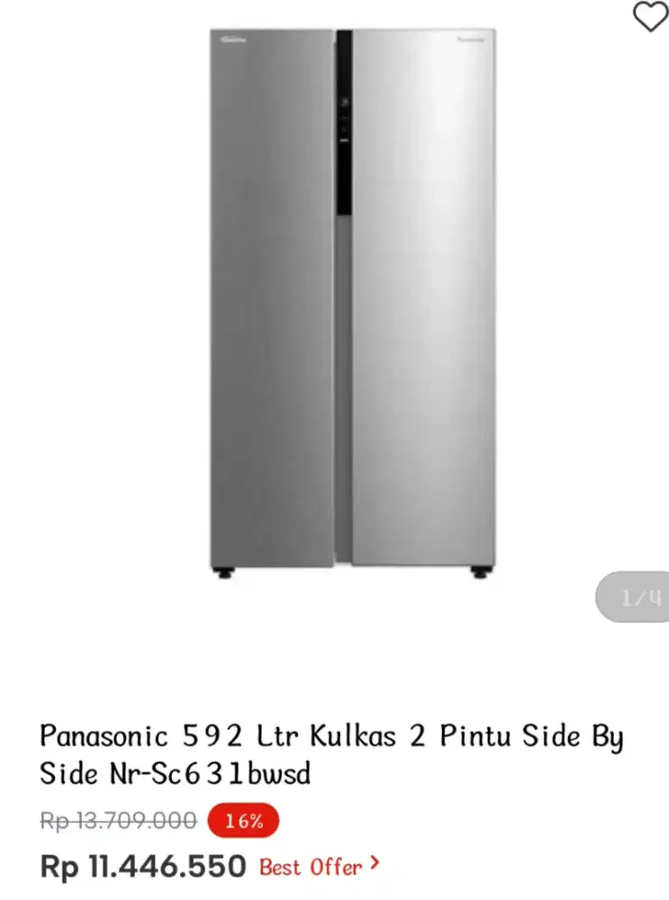 Panasonic 592 Ltr Kulkas 2 Pintu Side By Side Nr-Sc631bwsd