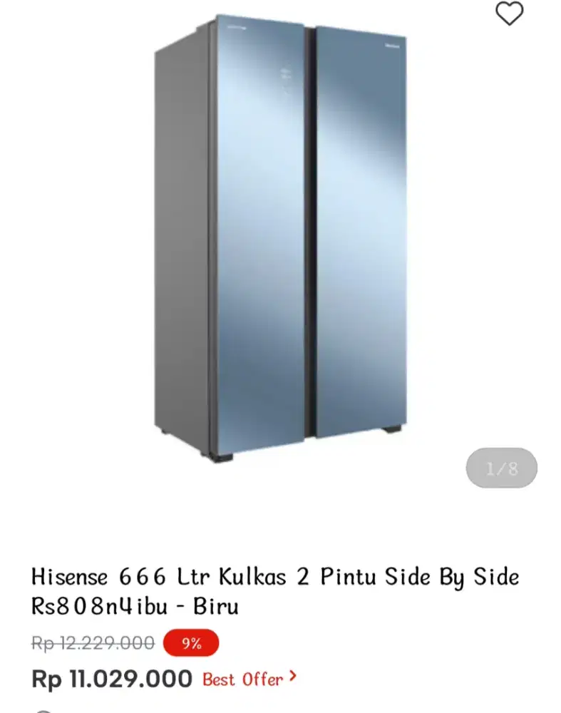 Hisense 66 Ltr Kulkas 2 Pintu Side By Side Rs808n4ibu