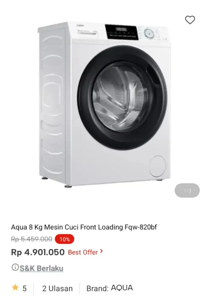 PROMO KREDIT AQUA 8 KG MESIN CUCI FRONT LOADING