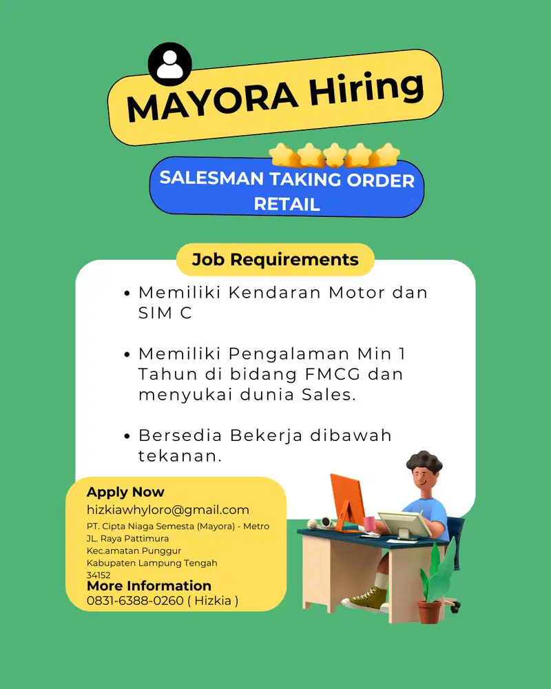 SALESMAN TAKING ORDER RETAIL ( LAMPUNG TENGAH )
