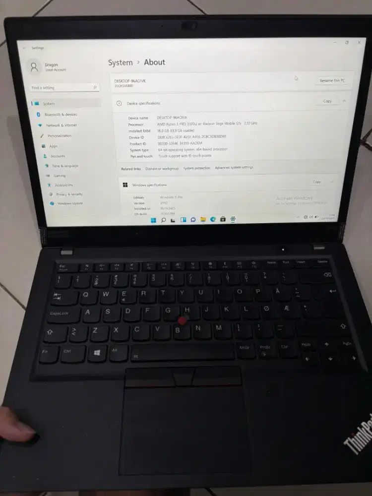 Lenovo Thinkpad T495s TS AMD RYZEN 5 PRO