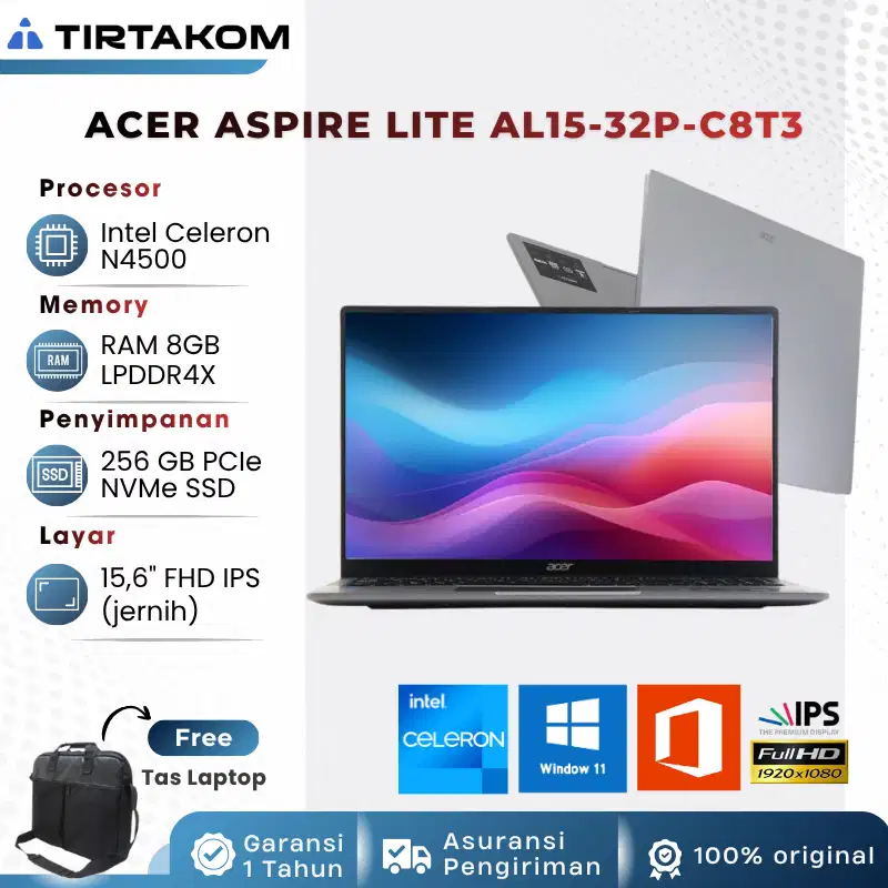 Laptop Baru Acer Aspire Lite AL15-32p-C8T3 N4500 SSD 256GB 15,6 FHD