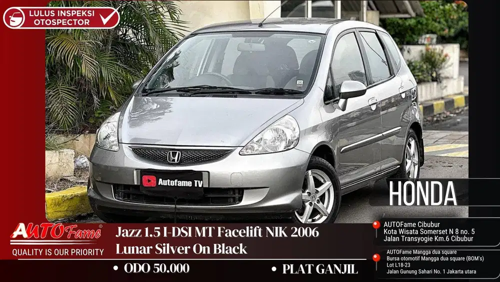 ODO 50RB Honda Jazz 1.5 I-DSI MT Facelift NIK 2006 Lunar Silver On Bla