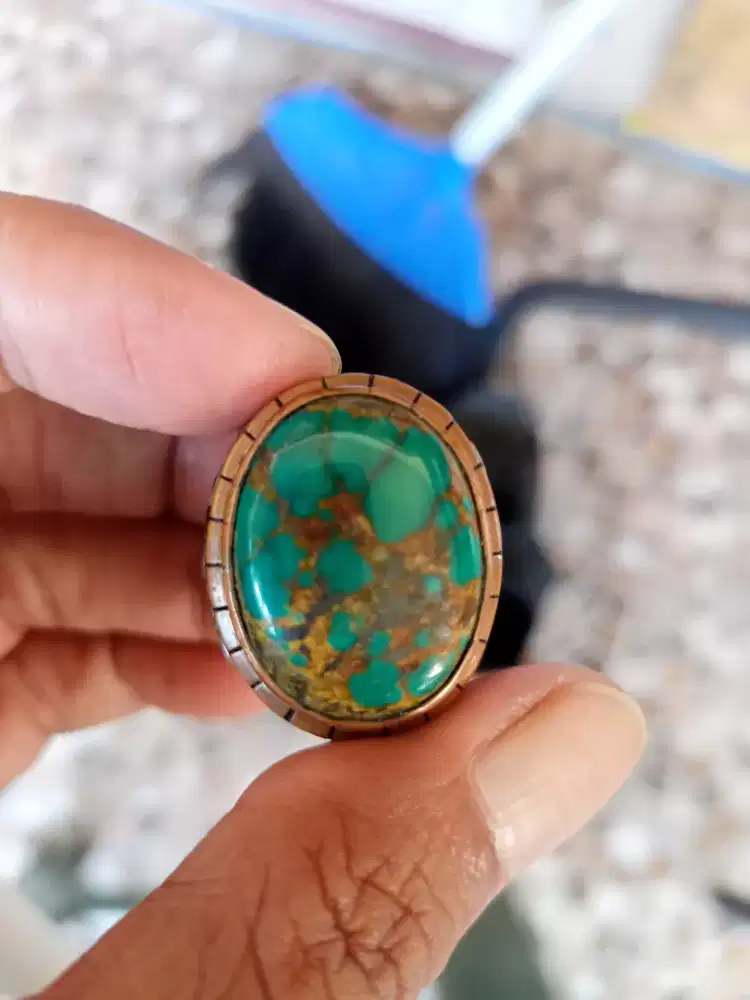 Batu Cincin Akik Permata Natural Turquoise Pirus Persia Hijau Top