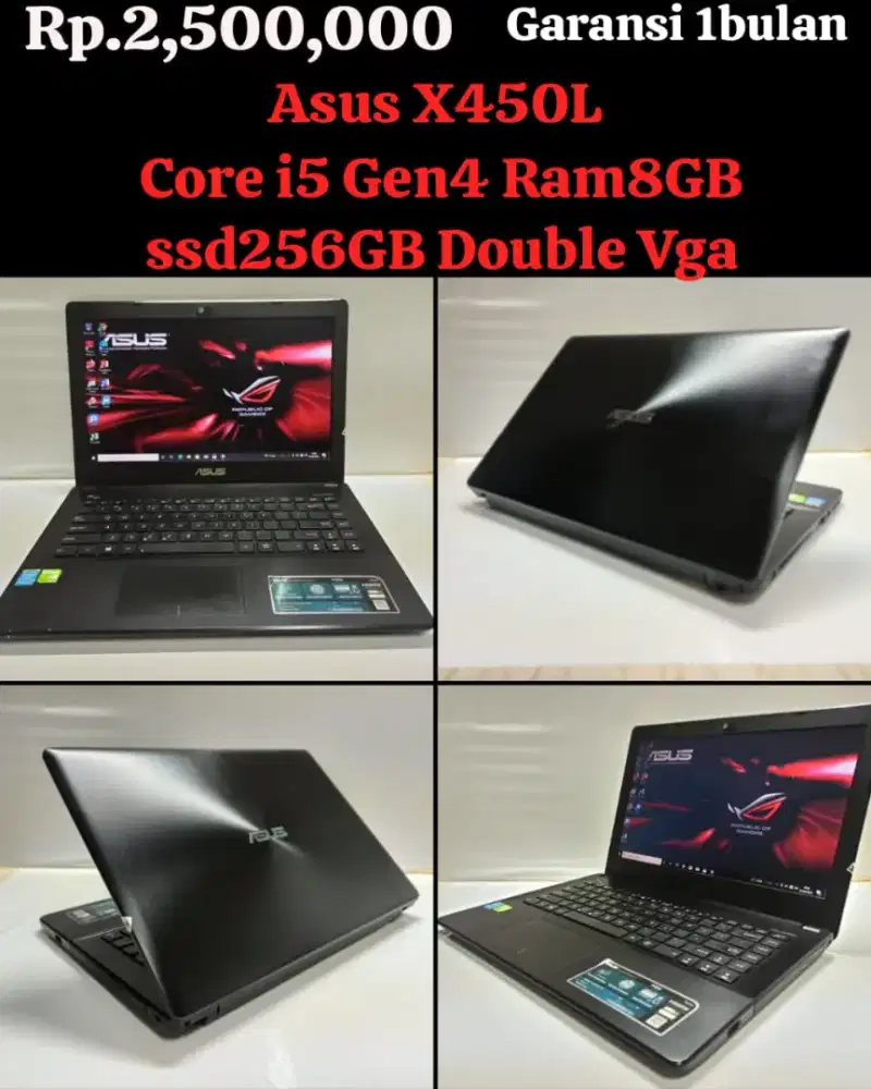 Asus X450L Core i5 Gen4 Ram 8GB ssd 256GB /Double Vga Garansi 1bulan