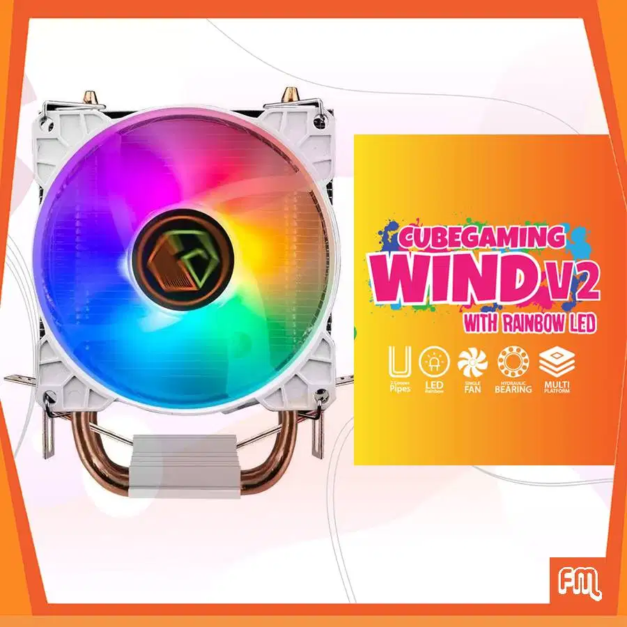 CUBE GAMING WIND V2 - 2 Heat Pipes - CPU Cooler Rainbow Led - (AM5 Rea