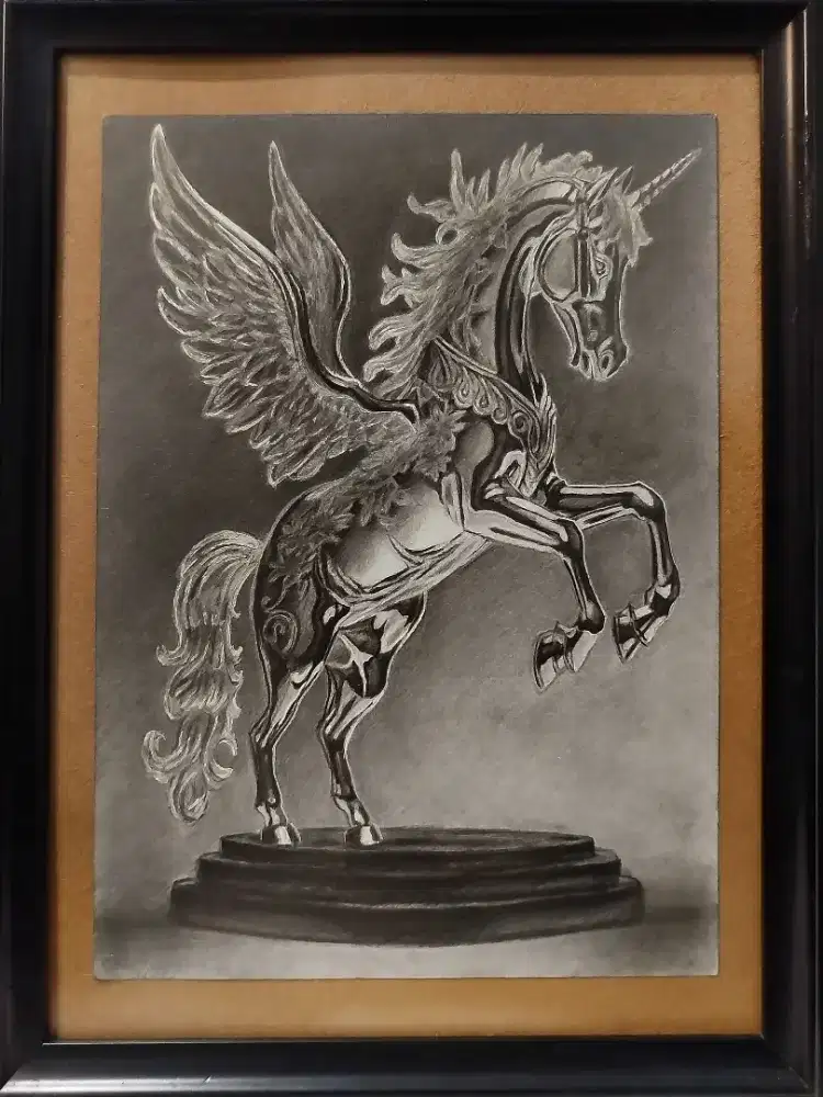 Lukisan Kuda Unicorn Silver