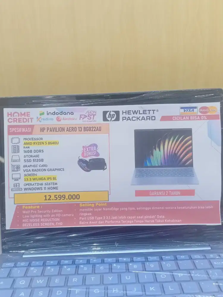 Cicilan/kredit Laptop HP PAVILION AERO 13 (16/512GB) HOME CREDIT