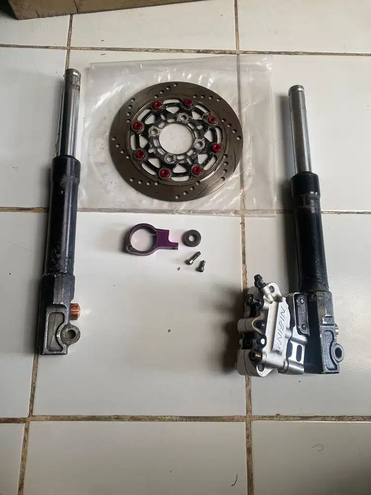 Set Shock depan + Kaliper + Piringan Cakram