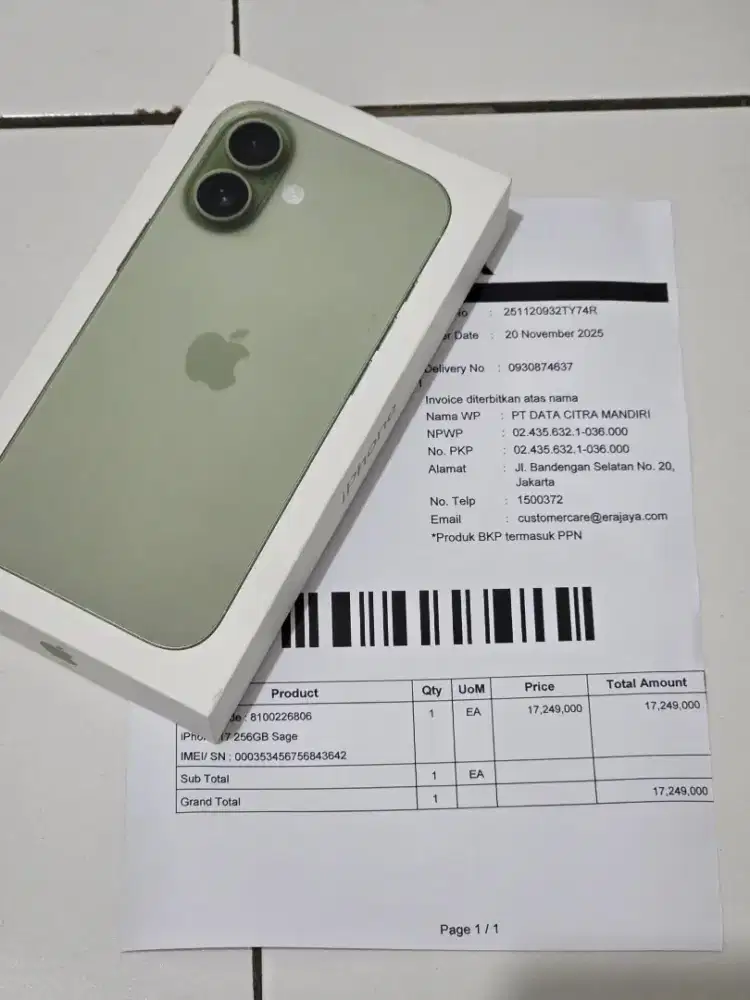Iphone 17 - Sage - 256GB (BARU)