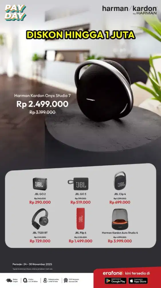 PAYDAY SPESIAL! Diskon Speaker Harman Kardon & JBL Hingga 1 Juta!
