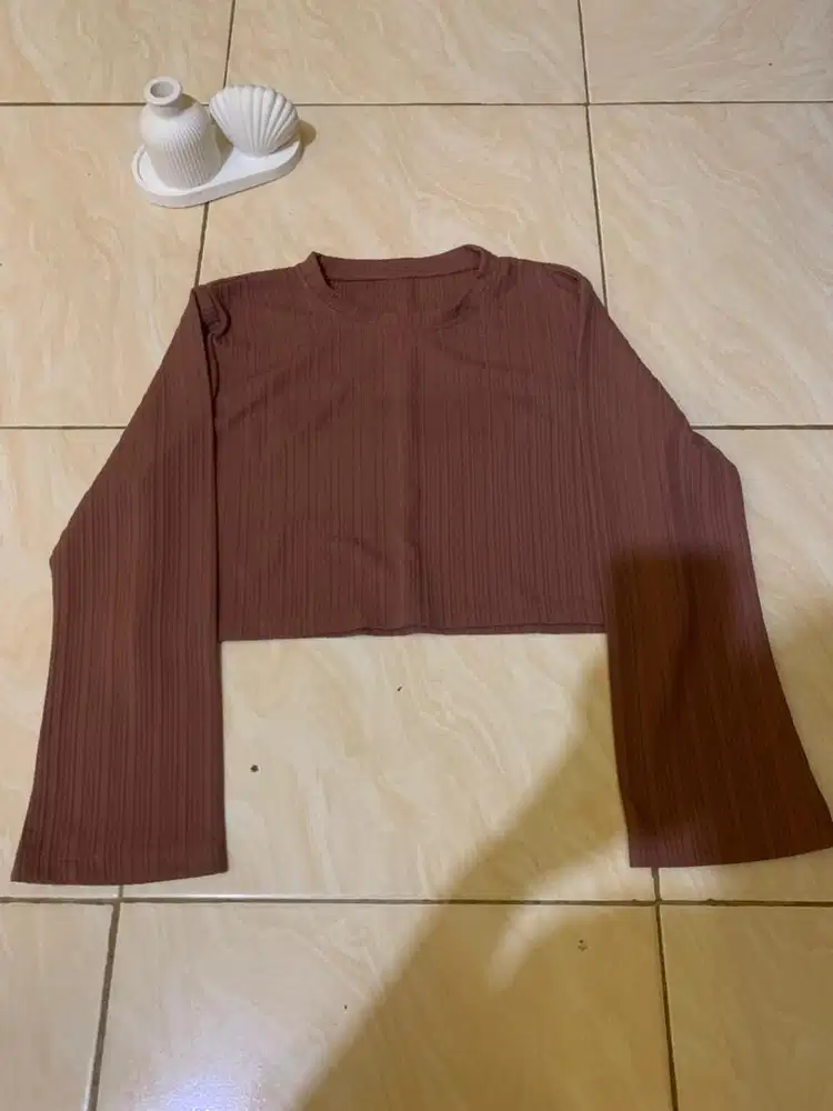 Jual Baju Croptop Wanita Coklat Bata