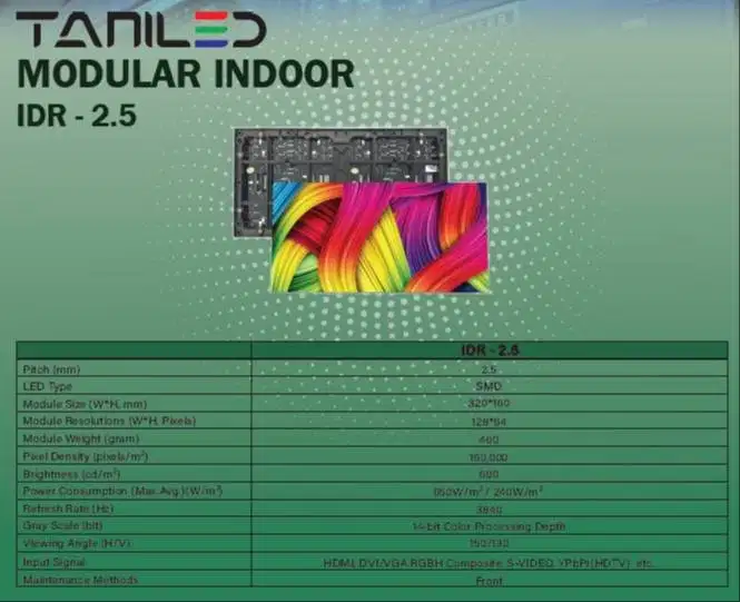 Paket Videotron Indoor TANILED P2,5 Ukuran 4.160 x 3.040 mm 4 x 3 mtr