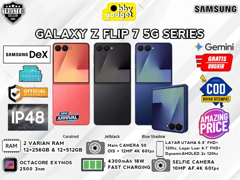 Samsung Z Flip 7 5G 12+256 & 12+512,Baru fresh segel Garansi resmi