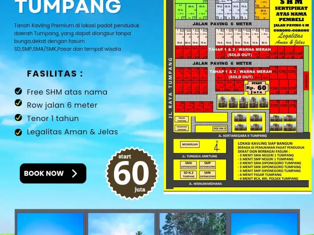 Promo Tanah Kavling Murah Tumpang Malang dekat Candi Jago Free SHM