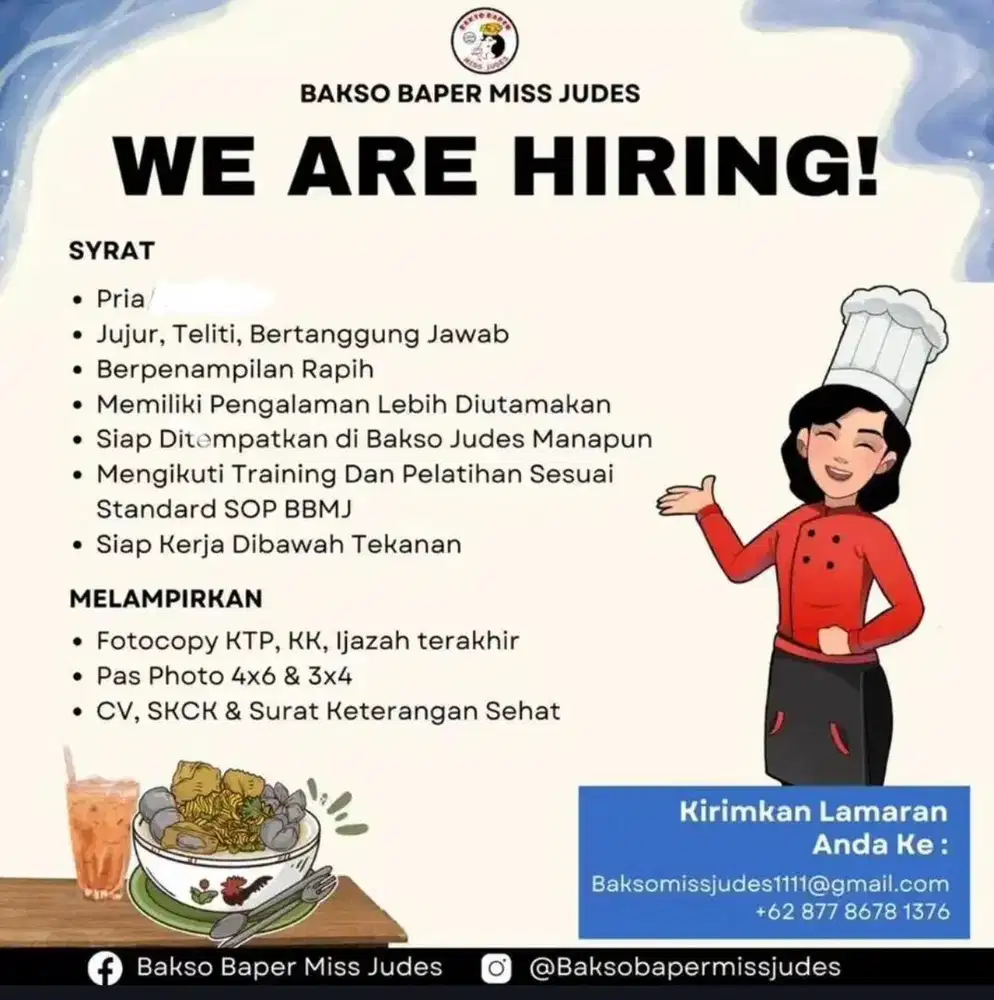 Lowongan kerja bakso baper miss judes