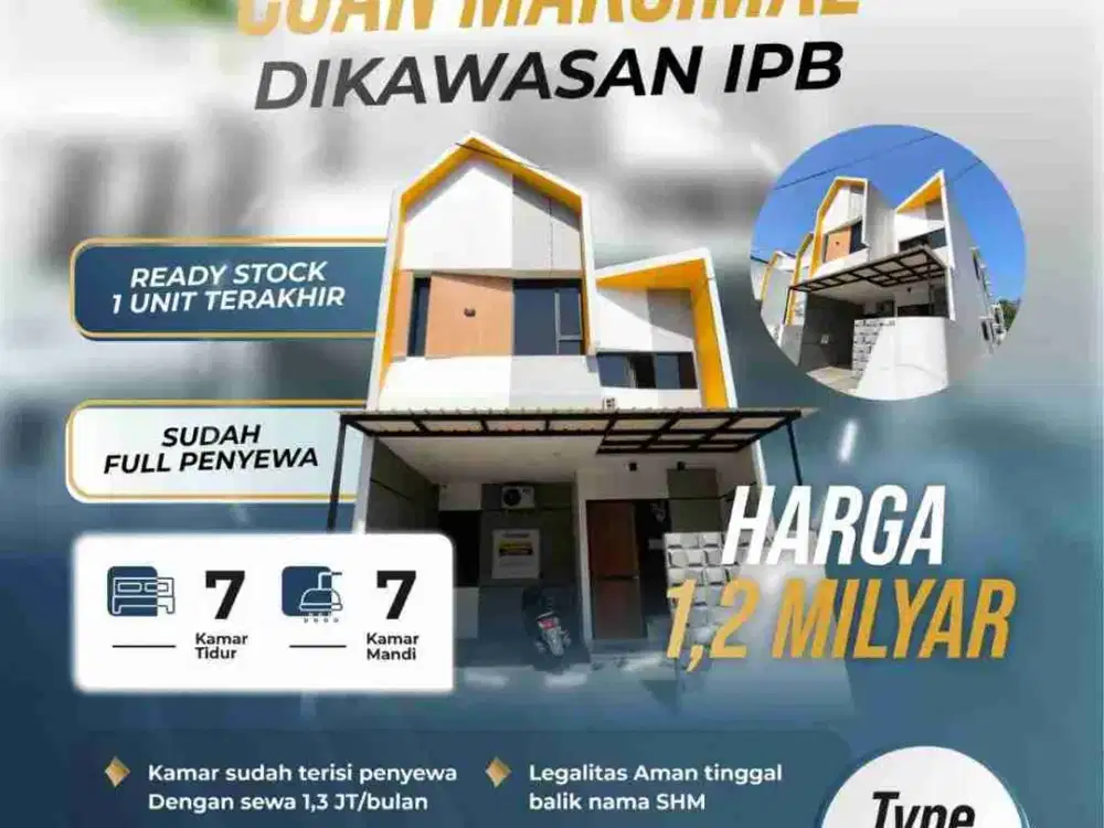 RUKOST 7 KAMAR FULL FURNISH DAN FULL PENYEWA DI DEKAT IPB BOGOR