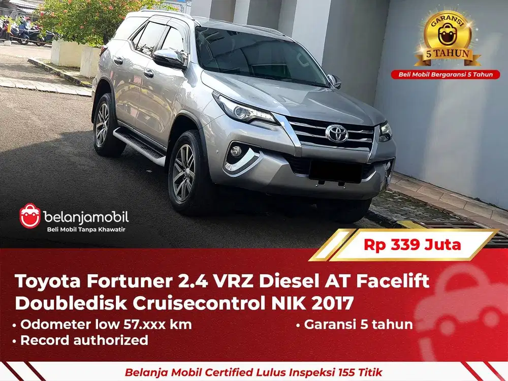 [ GARANSI 5TH ] Toyota Fortuner 2.4 VRZ Diesel AT Facelift 2017/2018