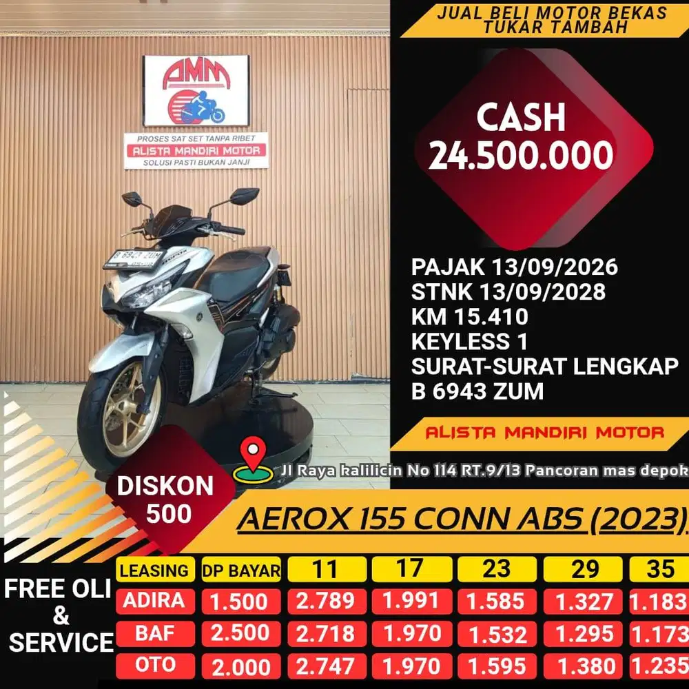 AEROX 155 CONN ABS 2023 PAJAK HIDUP KM LOW CC 0% KREDIVO TOKPED GOPAY