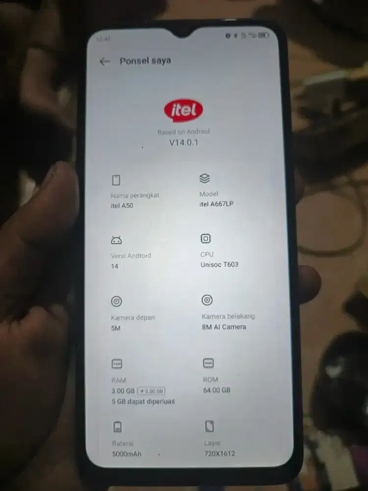 Itel A50 ram 3+3/64