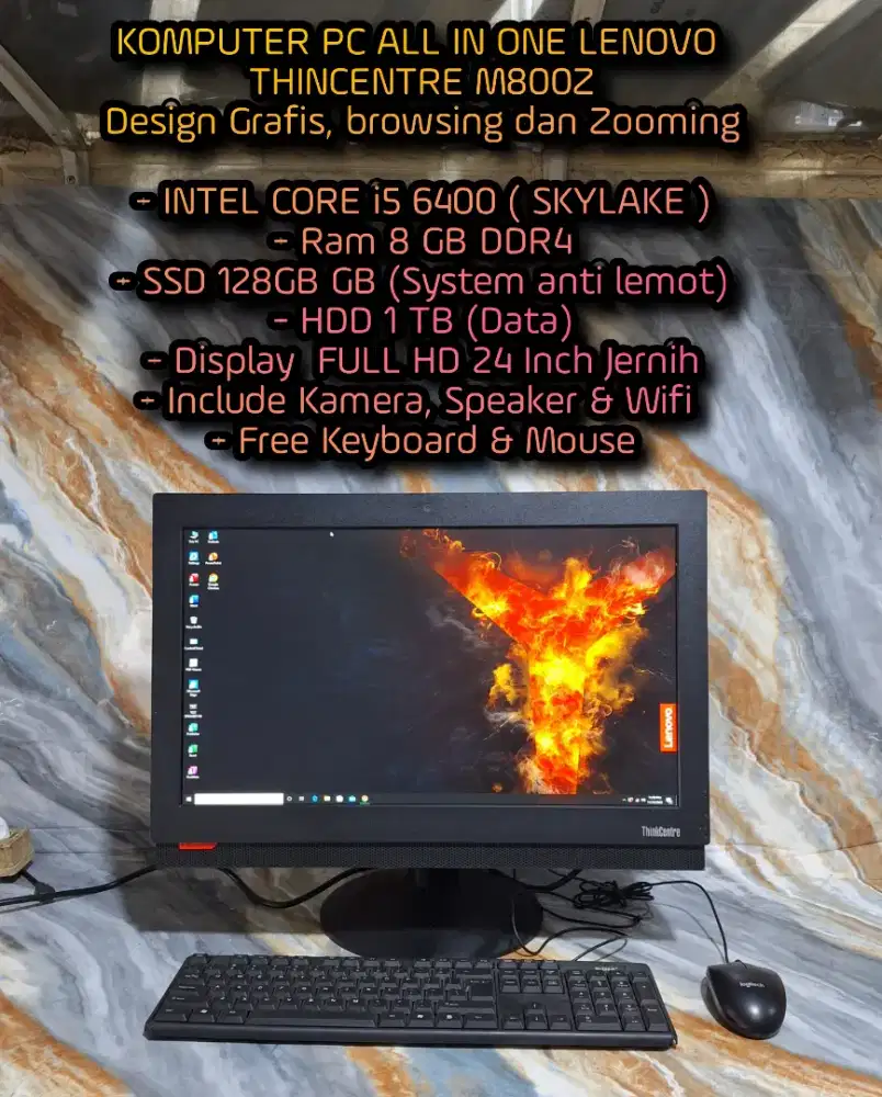 KOMPUTER PC ALL IN ONE  24 INCH LENOVO THINKCENTRE M800Z
