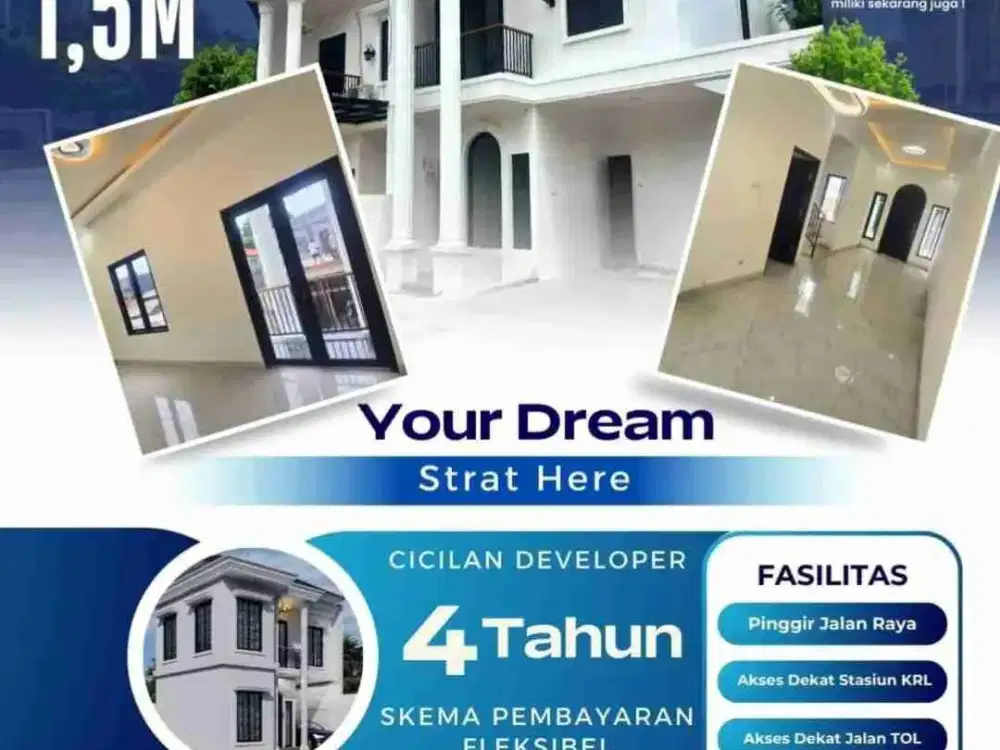 Rumah Mewah American Classic - 2 Lantai, LB. 90 Pinggir Jalan Raya PD. Bambu