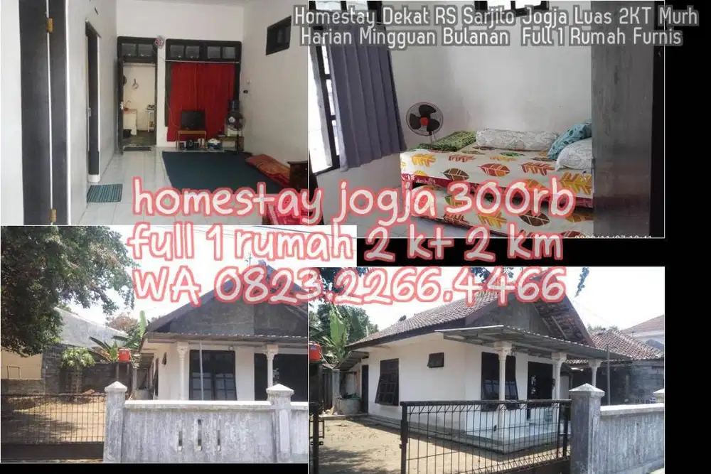 Homestay Dekat RS Sarjito Jogja Luas 2KT Murh Harian Mingguan Bulanan