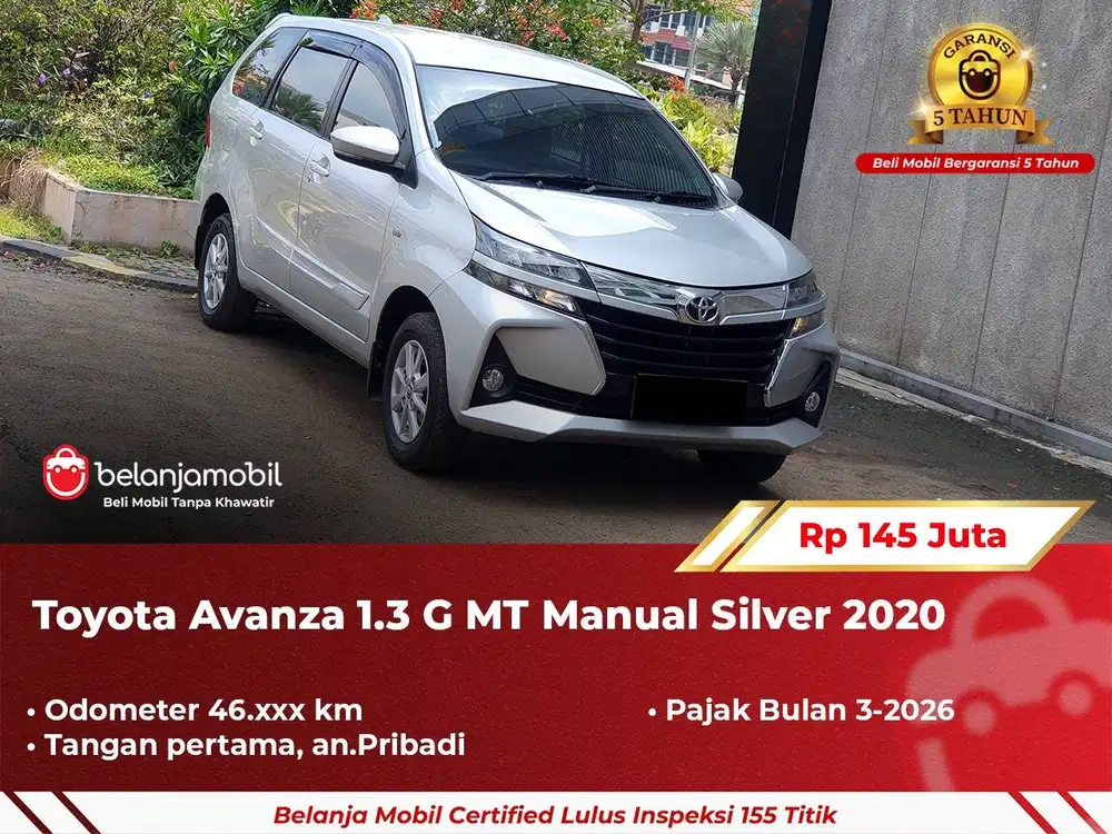 [ GARANSI 5TH ] Toyota Avanza 1.3 G MT Manual Silver 2020/2021