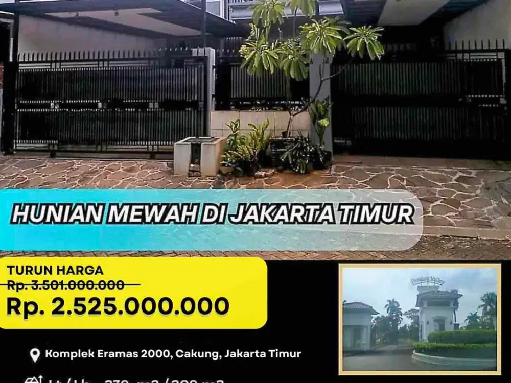 Rumah Mewah 2 Lantai dalam Komplek Eramas 2000 Pulogebang Jakarta Timur Turun Harga Super Murah Lokasi Strategis