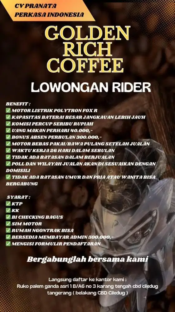 Lowongan kerja driver penjulan kopi