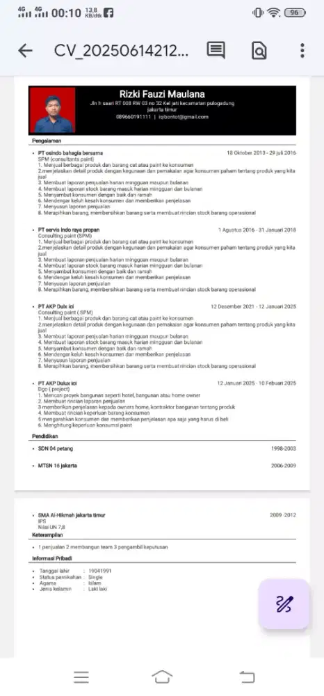 Info lowongan pekerjaan harian