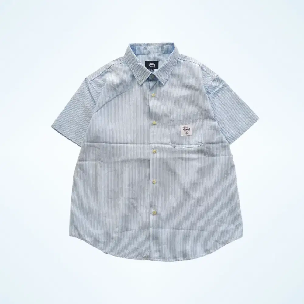 KEMEJA STUSSY SALUR LENGAN PENDEK BOXY FIT