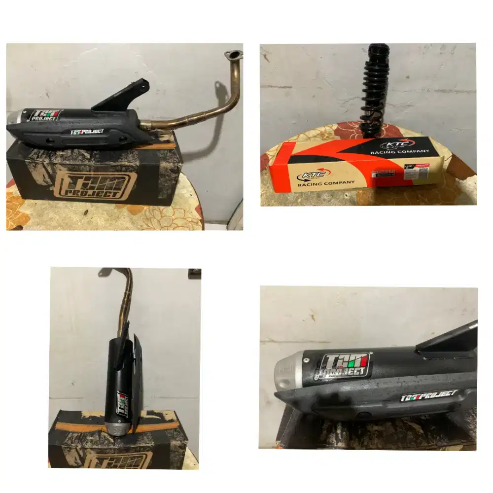 paket knalpot Tsugi + shock KTC likenew