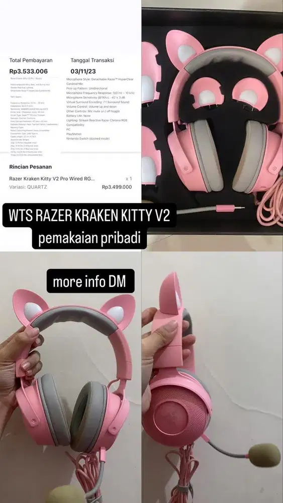 HEADPHONE RAZER KRAKEN KITTY V2