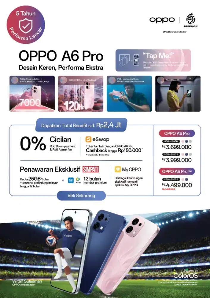 OPPO A6 PRO || READY RAM 8 || LAYAR AMOLED 120 HZ || BATERAI 7000MAH