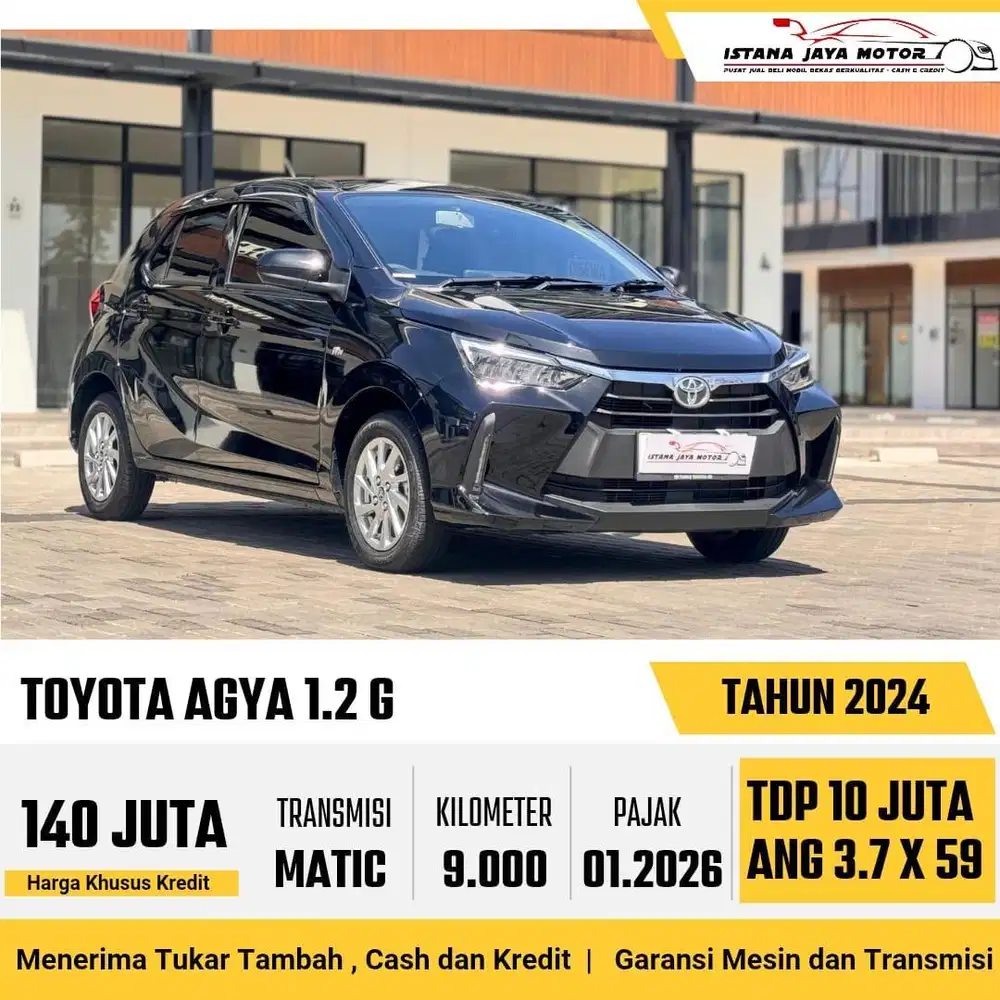 KM 9 RIBU Toyota Agya 1.2 G AT NIK 2024 Hitam