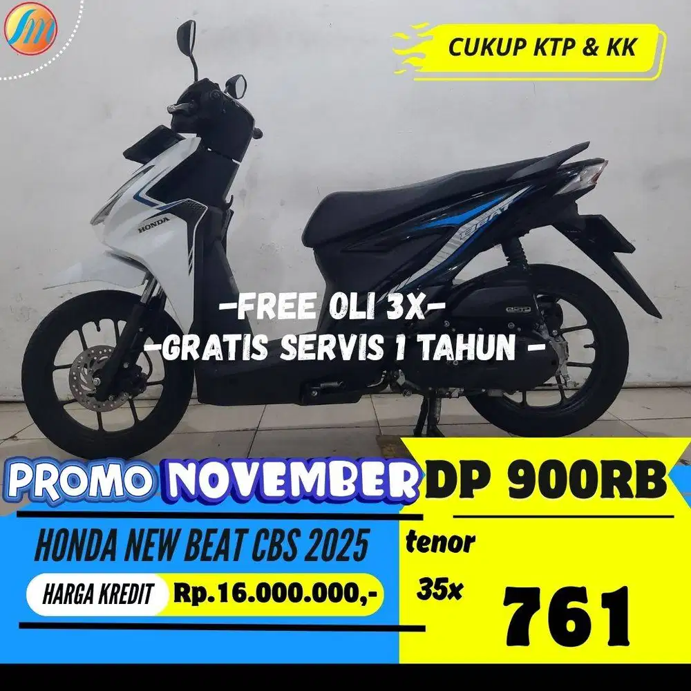 DP 900RB KREDIT HONDA NEW BEAT CBS 2025 SEKEN BERGARANSI PAJAK PANJANG